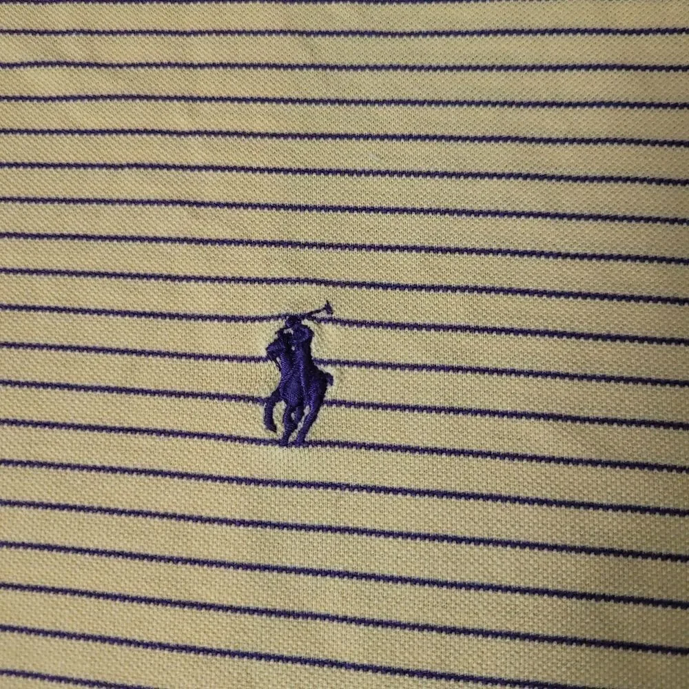 Polo Ralph Lauren Golf Shirt Men's Sz M Yellow Striped Trump National Golf Club